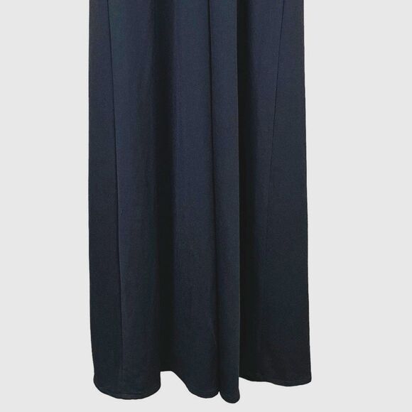 Birdy Grey Ash Maxi Dress Sz L Black Cowl Neck Crepe Bridesmaid Formal Goth - Picture 6 of 11